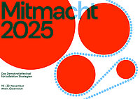 An image shows the details of the event alongside a background of red, interconnected circles