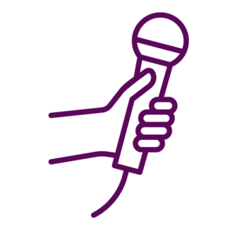 An image shows the icon of a hand holding a microphone